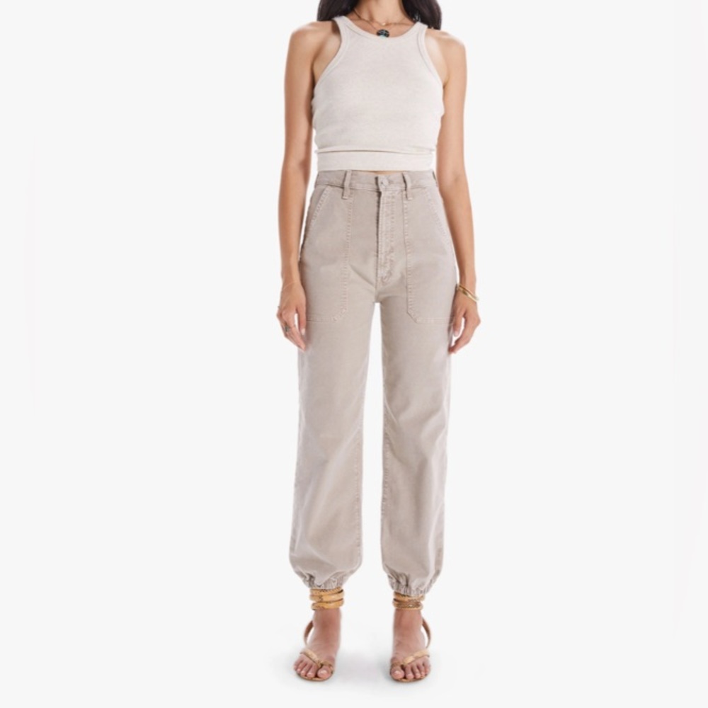 Mother Denim the Wrapper Patch Springy Ankle Chalk 27